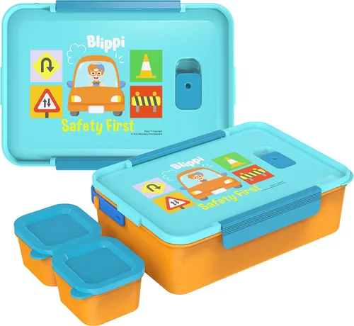 Miniatura 2 de Zak Designs Blippi Caja Bento de plástico reutilizable con sello a prueba de fugas, asa de transporte, ventilación de vapor para microondas