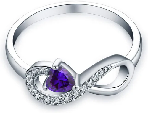 Miniatura 36 de Anillo Jo Wisdomo de compromiso. de plata esterlina, con corazón e infinito, anillo de amistad, para ella