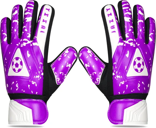 Guantes de portero juvenil con doble protección para la muñeca, material de látex antideslizante Púrpura