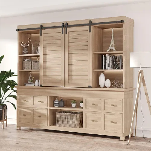 Miniatura 8 de ZEKOO - Kit de herrajes para puerta corrediza estilo granero de 7 pies, tamaño súper mini, para puertas de armario doble, kit de pista de herrajes