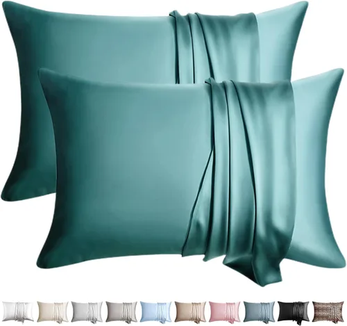 Miniatura 19 de Fundas de almohada de seda 100% 2 unidades, tamaño estándar, seda de morera para cabello y piel, juego de 2, seda de grado superior 6A, suave, Negro