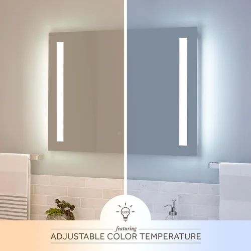 Miniatura 7 de Signature Hardware 442982 Curie Espejo de baño rectangular con luz LED sin marco de 32 pulgadas de ancho x 24 pulgadas de alto, sensor de movimiento