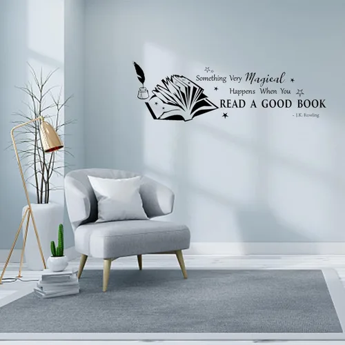 Miniatura 3 de PLIGREAT Calcomanías de pared de vinilo removible para guardería, biblioteca, estudio, sala de lectura, decoración de pared, hogar, oficina