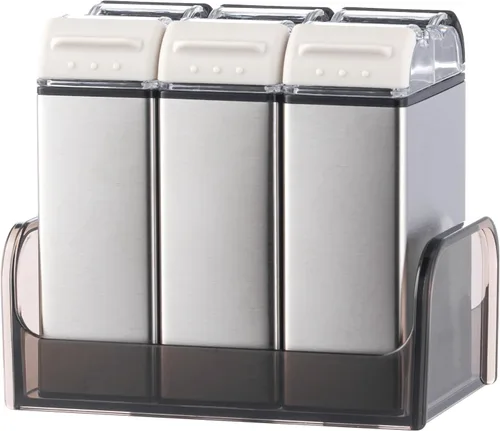Miniatura 9 de Salero y pimentero – Coctelera de acero inoxidable de doble especia – Dispensador de sal y pimienta 2 en 1 con agujeros de vertido ajustables 2.3