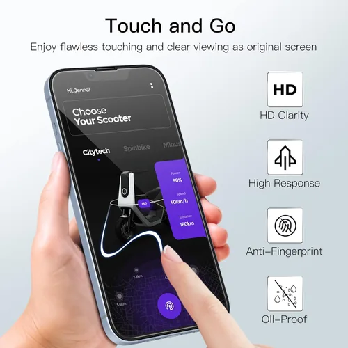 Miniatura 6 de JETech - Protector de pantalla de cobertura completa para iPhone 14 Plus de 6.7 pulgadas, película de vidrio templado 9H, compatible con fundas