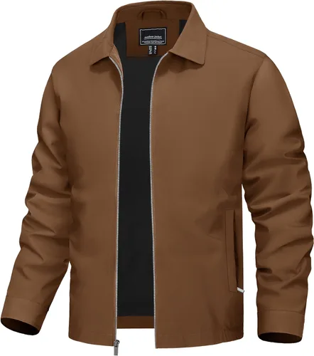 Miniatura 16 de TACVASEN Chaqueta Cortavientos Ligera para Hombre con Cremallera Completa Cuello Plegable Chaquetas Abrigo Casual Ligero con Bolsillos con Cremallera