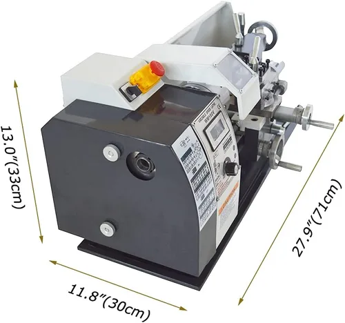 Miniatura 3 de 7 "* 12" torno de metal de sobremesa, torno de metal de precisión de hilos métricos/pulgadas, mini torno 600W motor sin escobillas