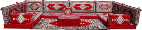 Miniatura 9 de arabicsofa Cojines de piso árabe en forma de U – Sofá tradicional Majlis con sofá otomano