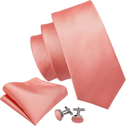 Miniatura 156 de Barry.Wang Juego de corbatas a cuadros para hombre con pañuelo gemelos de rayas clásicas