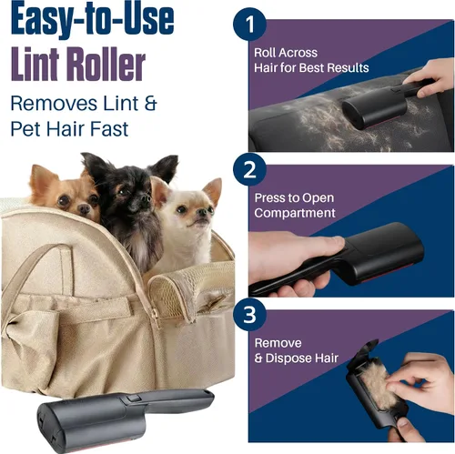 Miniatura 3 de CPHUSA Rodillo removedor de pelo para mascotas, rodillo reutilizable para gatos y perros, removedor portátil de pelo de mascotas multisuperficie