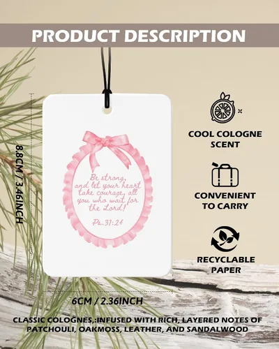 Miniatura 2 de Ambientador de Aire de Coche de Colonia Cristiana Floral Rosa 4 Piezas, Coquette Preppy Lazo Rosa Flor Colgante Ambientador de Aire para Coches Baño