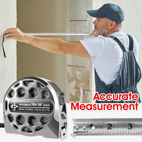 Miniatura 6 de Cinta métrica de 25 pies, cinta métrica de acero inoxidable resistente con escala de doble cara, regla retráctil impermeable y resistente al óxido