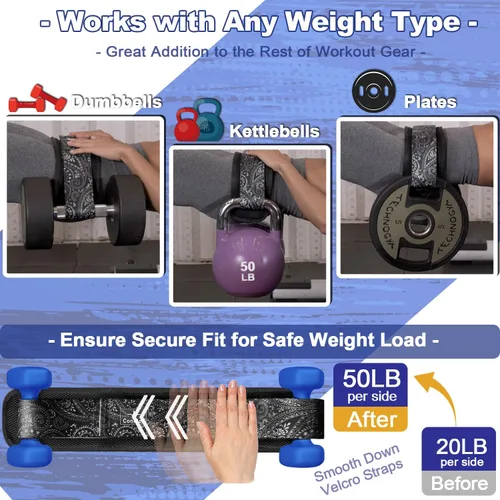 Miniatura 5 de Cinturón de empuje de cadera – Cinturón de fitness ajustable para mancuernas, pesas rusas y platos, soporta hasta 100 libras – para entrenamientos