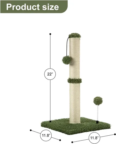 Miniatura 4 de MECOOL Poste Rascador para Gatos Premium Basics Rascador de Gatitos Postes Rascadores de Sisal con Pelota Colgante de 22 pulgadas para Gatitos