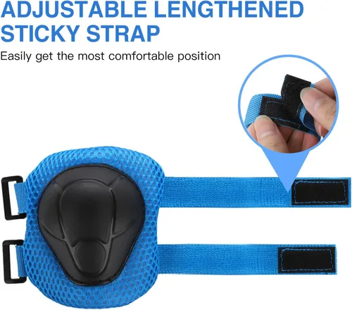 Miniatura 5 de WayEee Juego de 6 piezas de equipo de protección para niños, rodilleras para niños de 3 a 14 años, rodilleras y coderas para niños pequeños, juego