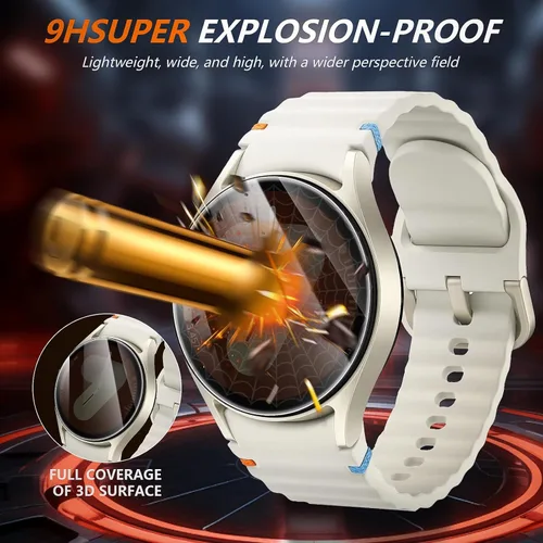 Miniatura 4 de Suoman Paquete de 4 protectores de pantalla de privacidad para Samsung Galaxy Watch 6/7/FE de 1.575 pulgadas, antiespías, dureza 9H, película