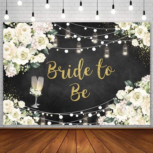 Miniatura 8 de AIBIIN Telón de fondo floral blanco de 7 x 5 pies, decoración de fiesta de despedida de soltera, suministros para parejas, boda, señorita a señora