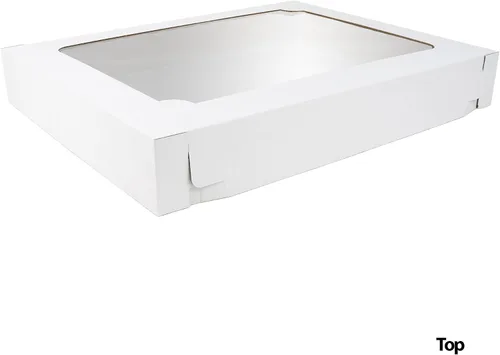 Miniatura 3 de O'CREME Caja blanca para pasteles con ventana, caja de cartón kraft para panadería de 10.5 x 14.25 x 5 pulgadas de alto