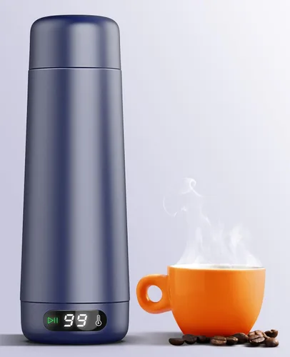 Hervidor de Viaje, Hervidor Eléctrico Portátil de Voltaje Dual 110V-220V-240V Hervidor de Agua Pequeño Inteligente para Té y Café, Acero Inoxidable