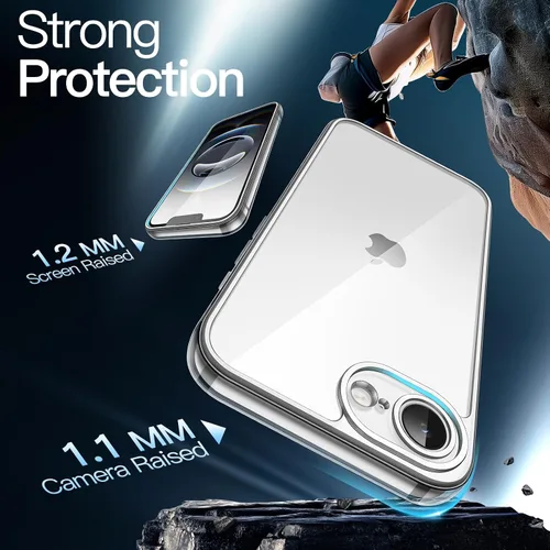 Miniatura 4 de JETech - Funda para iPhone 16e de 15,5 cm 2025, cubierta a prueba de golpes sin amarillamiento, parte trasera transparente antiarañazos