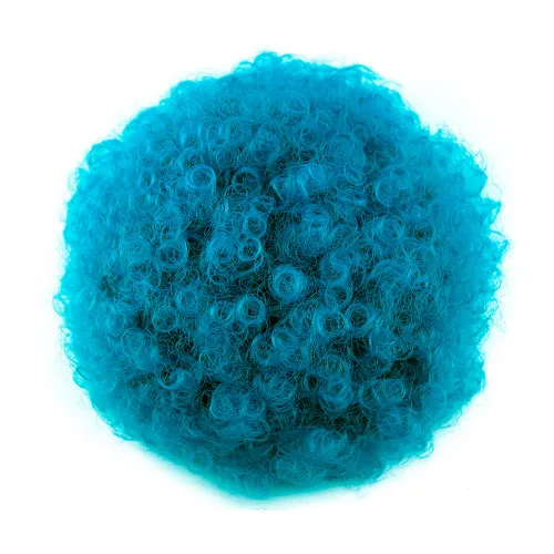 Miniatura 6 de Yinmei Baibian Cola de Caballo con Cordón Afro Puff Degradado Azul Cola de Caballo Corta Moño Alto Puff Pieza de Cabello Rizado Crespo con Clip
