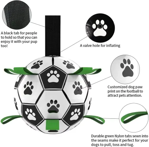 Miniatura 3 de Balón de fútbol para perros, juguetes interactivos para tira y afloja, regalos de cumpleaños para cachorros, juguete de remolcador, juguete de agua