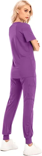 Miniatura 6 de Conjunto de uniformes médicos para mujer, conjunto de uniforme de enfermera, conjunto de trabajo al aire libre, conjunto de ropa quirúrgica elástica