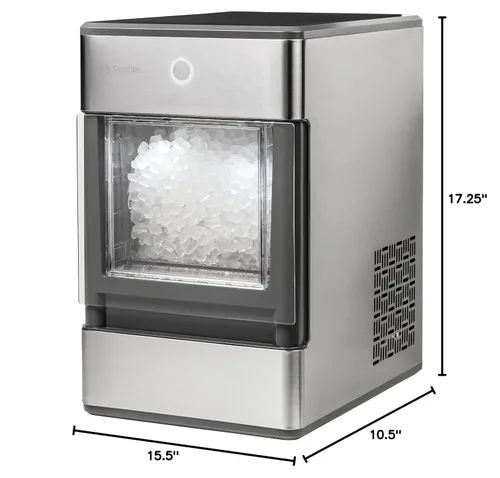 GE Profile Opal | Máquina de hielo de pepitas de encimera | Máquina de hielo portátil que hace hasta 24 libras de hielo por día | Acabado de acero