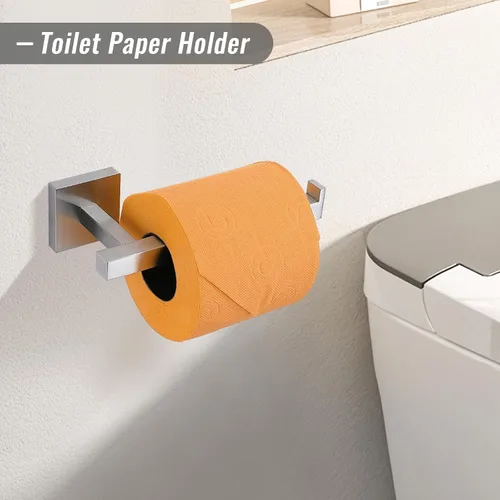 Miniatura 5 de YACVCL Juego de barras para toallas, juego de herrajes para baño de 5 piezas níquel cepillado accesorios de baño, juego de soportes para toalleros