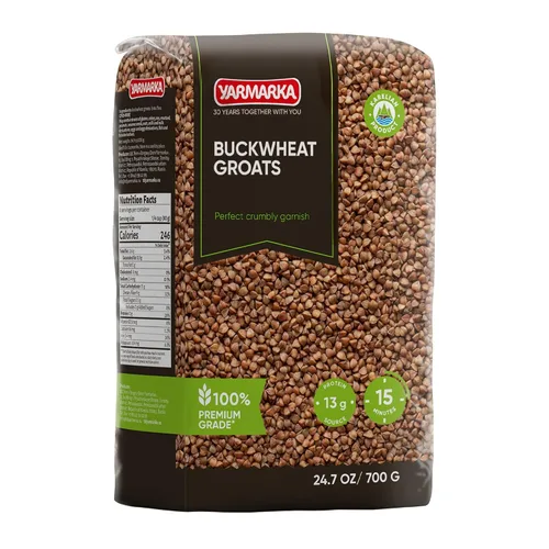 Yarmarka Granos de trigo sarraceno tostados (Kasha) 24.7 oz (700 g) Grano entero tostado, estilo tradicional de Europa del Este, apto para dieta a