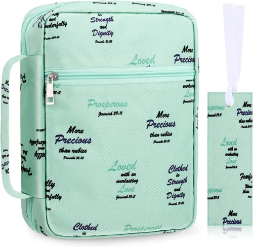 Miniatura 13 de Laumoi Funda para la Biblia para mujer, funda de Biblia floral de 10 pulgadas, bolsa protectora portátil para suministros de estudio bíblico, Varios