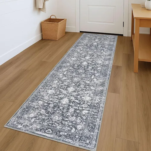 Miniatura 19 de KILOCOCO Alfombra lavable de 2 x 3 para entrada, estampado floral vintage, suave, antideslizante, azul, alfombras de cocina, tapete