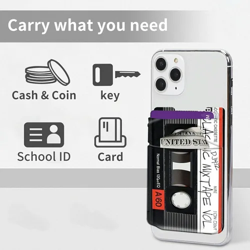 Miniatura 5 de Rossy Cartera para teléfono celular, tarjetero adhesivo para pegar en la cartera, bolsillo de licra, funda de identificación para tarjeta de crédito