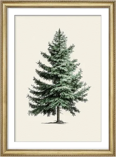 Miniatura 140 de MUDECOR Lienzo enmarcado prémium para pared, pinos nevados en bosque de invierno, ilustraciones modernas, arte contemporáneo, escénico, divertido