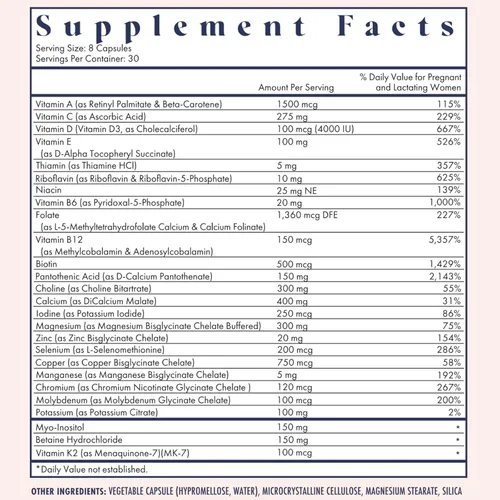Miniatura 2 de FullWell Vitaminas Prenatales de Limón colina, ácido fólico, vitamina D para el crecimiento fetal, desarrollo cerebral 26 Nutrientes Vitales