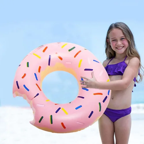 Miniatura 5 de Paquete de 2 flotadores inflables de piscina en forma de dona para verano, playa, agua, decoración de fiesta