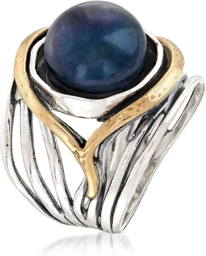 Miniatura 3 de Ross-Simons Pearl or Gemstone Openwork Ring in Silver and 14kt Yellow Gold