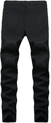 Miniatura 2 de HUNGSON Pantalones de mezclilla ajustados y elásticos para hombre, ajuste recto