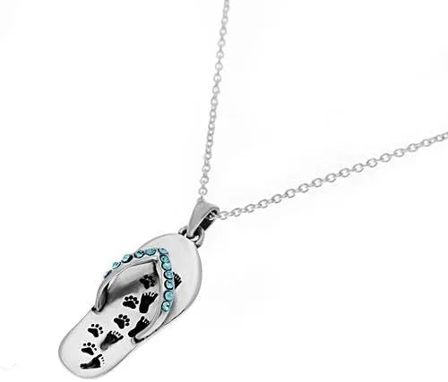 Miniatura 2 de CHUVORA Sandalias de plata de ley con estampado de patas Always at Your Side de 18 pulgadas Metal