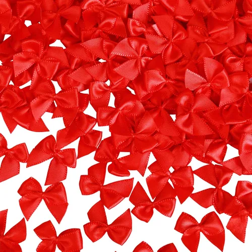 Miniatura 3 de WHQXFDZ 160 lazos de cinta de satén rojos para manualidades, lazos de Navidad para bodas, cumpleaños, árbol de Navidad, manualidades, decoración