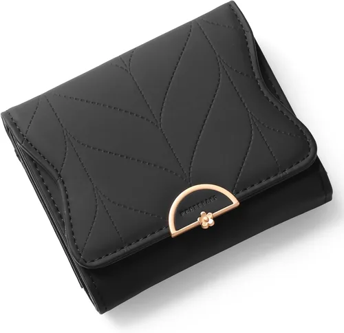 Miniatura 17 de RNIEGA Cartera pequeña de cuero para mujer, con bloqueo RFID, tarjetero compacto con cremallera y bolsillo para monedas con ventana de identificación