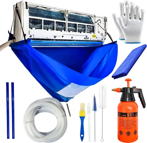 Bolsa de limpieza de aire acondicionado con varillas de soporte, kit de cubierta mini dividida, cubierta de limpieza de aire acondicionado