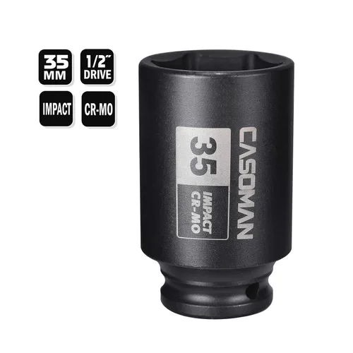Miniatura 4 de CASOMAN Enchufe de impacto de 6 PT de 1/2" x 1.378 in de profundidad, CR-MO, 1/2 pulgada de transmisión de 6 puntos para una fácil extracción