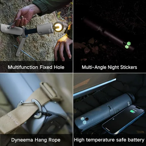 Miniatura 8 de Linterna de camping telescópica Outask, linterna magnética plegable con batería de 12000mAh, linternas impermeables IPX6/IPX7 telescópicas, lámpara