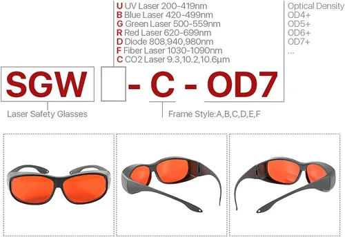 Miniatura 2 de Cloudray Gafas protectoras del CE de los vidrios de seguridad del laser 1064nm 532nm 355nm OD7+ para la soldadura de mano de la fibra