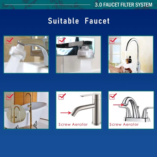 Miniatura 8 de Filtro de agua para fregadero de baño de larga duración. Elimina el 99% del cloro y metales pesados. Suavizante de agua dura. Purificador