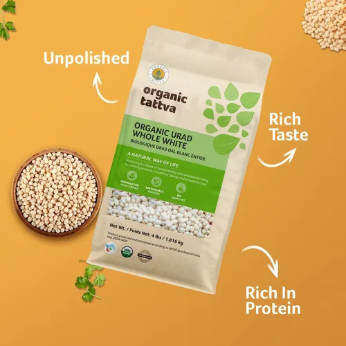 Miniatura 5 de Organic Tattva White Urad Dal Entero (4 libras) – Lentejas secas orgánicas, sin gluten, veganas y kosher – Lentejas blancas sin pulir secas