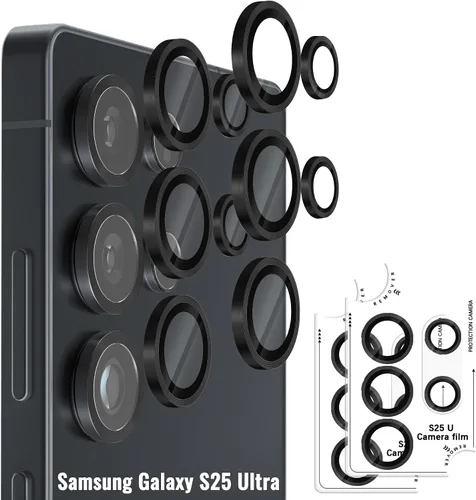 Miniatura 30 de Orzero Protector de lente de cámara compatible con Samsung Galaxy S25, bandeja de instalación de un solo paso, cubierta de vidrio con anillo