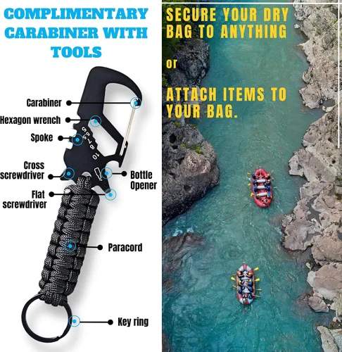 Miniatura 4 de TACTIKO Mochila resistente 100% impermeable, bolsas secas enrollables para kayak, senderismo, campamento, supervivencia