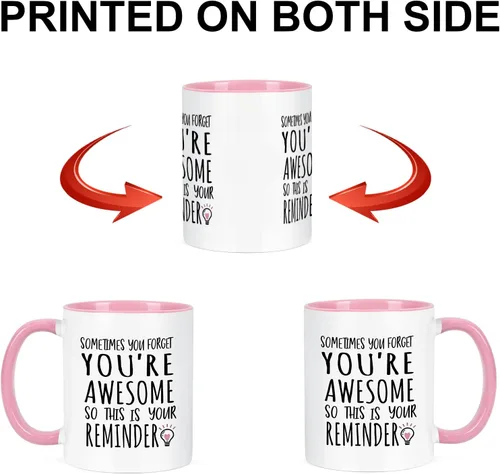 Miniatura 8 de YHRJWN - Taza de café Sometimes You Forget You're Awesome - Regalos inspiradores de amistad de cumpleaños para mujeres, compañeras de trabajo